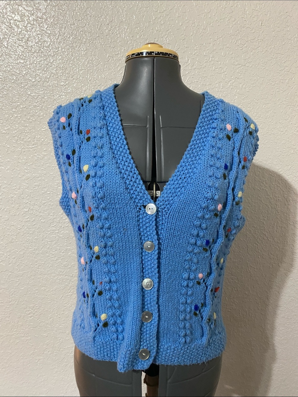 Cobalt Blue V-Neck Button-Front Sweater Vest